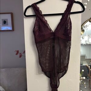 Stella McCartney Elegant Lace Burgundy Bodysuit